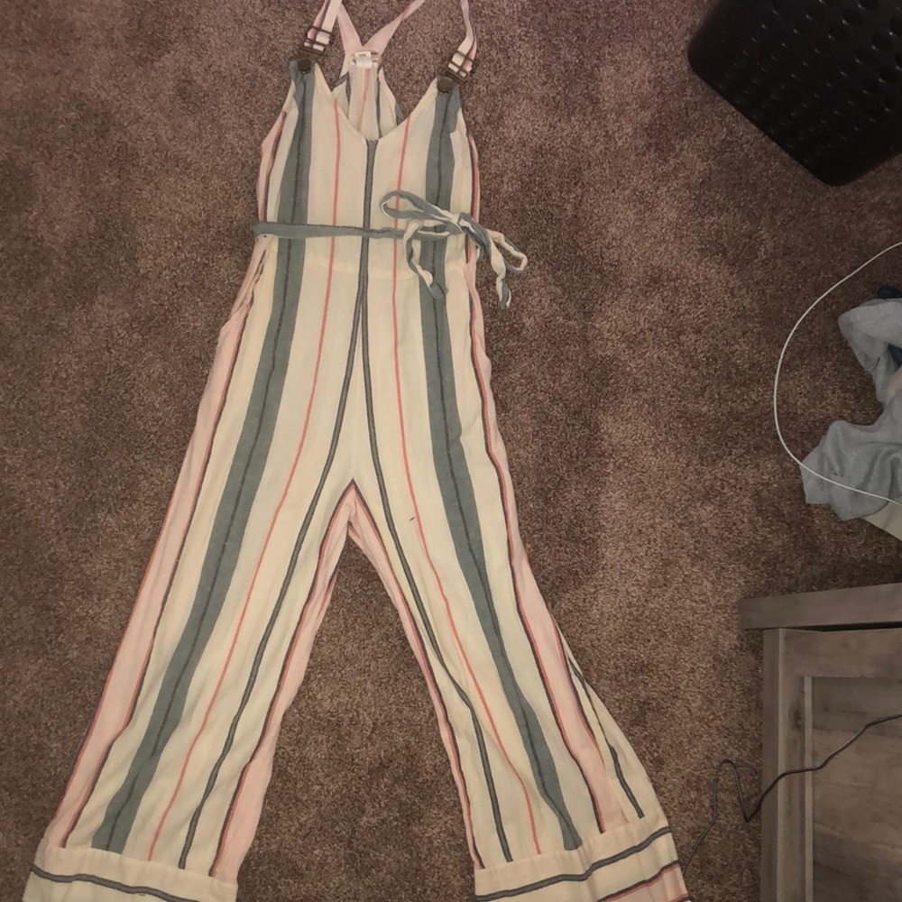 Billabong stripe wide pant overalls